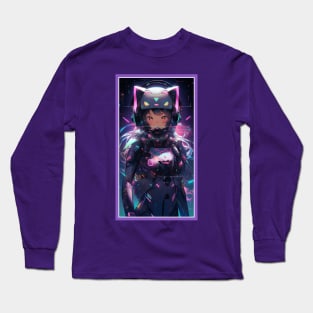 Anime Sci-Fi Cat Girl | Quality Anime Girl Artwork | Manga Girl Anime Art Long Sleeve T-Shirt